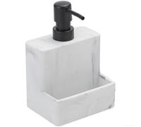 Distributeur de savon moderne effet marbre avec pompe de grande capacité et porte-éponge peu encombrant pour un usage domestique