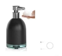 Distributeur de savon moussant automatique - Distributeur de savon rechargeable sans contact de 320 ml, volume de mousse réglable à 5 niveaux pour salle de bain, cuisine (noir)