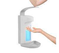 Distributeur de savon mural - 500 ml - Distributeur de désinfectant - Presse-coude - Avec bac d'égouttement - Distributeur mural en plastique réutilisable - Pour cuisine, salle de bain, école