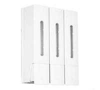 Distributeur de savon mural à 3 chambres 400 ml pour gel douche et shampooing avec bouton lisse mécanisme à ressort arrière et joint étanche pour une utilisation propre et efficace (blanc)