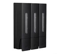 Distributeur de savon mural à 3 compartiments pour douche, salle de bain, usage commercial, capacité 400 ml, construction ABS, triple compartiment économiseur d'espace, noir