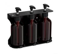 Distributeur de savon mural à pompe manuelle pour gel douche, shampooing - Montage d'angle ou plat - Acier inoxydable et plastique - Marron noir 6,5 x 6,5 x 16,5 cm (3 bouteilles)