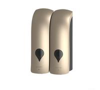 Distributeur de savon mural à pompe pour liquides de salle de bain, y compris shampooing et après-shampooing, flacon ABS rechargeable, fixation facile sans perçage, design peu encombrant (2 x 300 ml