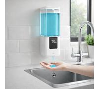 Distributeur de savon mural automatique liquide électrique : 540 ml Distributeur de savon Set USB Rechargeable 5 niveaux réglables, IPX7 étanche avec capteur infrarouge pour salle de bain, cuisine