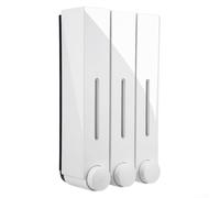 Distributeur de savon mural avec 3 compartiments, capacité de 420 ml, hygiénique et facile à installer pour salle de bain, cuisine, hôtel, salle de sport, fabriqué en plastique ABS durable (triple