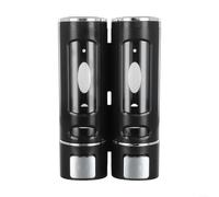 Distributeur de savon mural avec double têtes, distributeur de shampooing et de gel douche en ABS, rechargeable à bouton poussoir pour usage domestique ou commercial (noir)