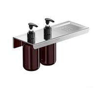 Distributeur de savon mural avec support en acier inoxydable, récipient en plastique d'une capacité de 300 ml, installation sans perçage à l'aide de ruban adhésif ou de vis, distributeurs amovibles