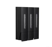Distributeur de savon mural compact à 3 compartiments pour salle de bain - Capacité : 400 ml - Noir