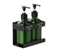 Distributeur de savon mural de 300 ml avec pompe manuelle pour shampooing, gel douche - Distributeur de liquide rechargeable d'angle ou plat pour salle de bain et cuisine (2 bouteilles)
