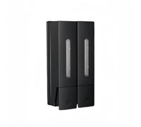 Distributeur de savon mural de 400 ml avec flacon pompe, chambres anti-fuites en ABS pour gel douche, shampooing et après-shampooing, bouton antidérapant, installation sans perforation (noir double)