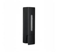 Distributeur de savon mural de 400 ml avec flacon pompe, chambres anti-fuites en ABS pour gel douche, shampooing et après-shampooing, bouton antidérapant, installation sans perforation (noir simple)