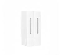 Distributeur de savon mural de 400 ml avec flacon pompe, chambres anti-fuites en ABS pour gel douche, shampooing et après-shampooing, bouton antidérapant, installation sans perforation (blanc, double)