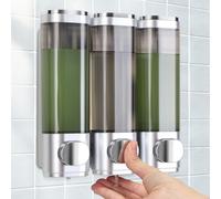 Distributeur de savon mural, distributeur de gel douche, lot de 3 distributeurs de savon sans perçage, distribution uniforme de liquide, anti-fuite, adapté pour shampooing, gel douche,