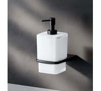 Distributeur de savon mural Distributeur de savon liquide rechargeable Distributeur pour savon ou gel douche avec perçage Acier inoxydable Verre AM.PM, Noir