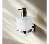 Distributeur de savon mural Distributeur de savon liquide rechargeable Distributeur pour savon ou gel douche sans percer adhésif Acier inoxydable, verre mat
