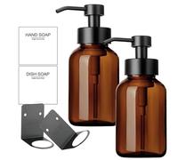 Distributeur de Savon Mural Manuel Distributeur de Savon for Les Mains Mural, 2 pièces, avec Ensemble Bouteilles à Vaisselle, moussant Cintre, Cuisine/Salle Bains(500ml Set)