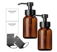 Distributeur de Savon Mural Manuel Distributeur de Savon for Les Mains Mural, 2 pièces, avec Ensemble Bouteilles à Vaisselle, moussant Cintre, Cuisine/Salle Bains(250ml Set)