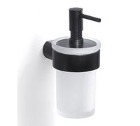 DISTRIBUTEUR DE SAVON NOIR MAT AVEC RÉCIPIENT EN VERRE ET FIXATION MURALE PALAZZO