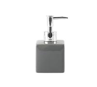 Distributeur de Savon Petit distributeur de savon en céramique de 250ml, distributeur de savon liquide for les mains, carré, lisse, for salle de bain, cuisine, commerce Distributeur de Liquide(Grigio)