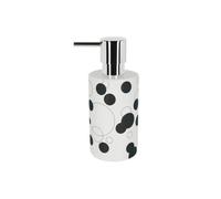 Spirella Distributeur de Savon Liquide „Tube“ Porcelaine Distributeur de Lotion avec doseur en ABS chromé Capacité 300 ML (ØxH): 7 x 16 cm - Noir Motif Bulles