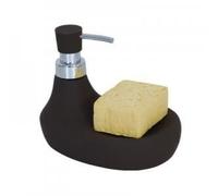 Distributeur de savon & Porte Eponge Céramique MARBELLA Chocolat - MSV