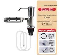 Distributeur de savon pour évier de cuisine en acier inoxydable avec plateau d'égouttement, pompe à installation rapide pour savon liquide, système de lavage des mains 304 résistant à la rouille (C)