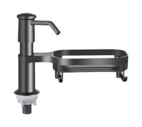 Distributeur de savon pour évier de cuisine en alliage d'aluminium avec design résistant aux fuites, tige filetée étendue et porte-éponge intégré pour une organisation efficace de l'évier (aluminium