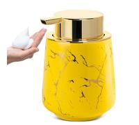 Distributeur de savon pour les mains - 370 ml - Distributeur de savon moussant de cuisine avec pompe dorée en céramique - Pour salle de bain - Rechargeable - Gel douche à main - Décoration printanière