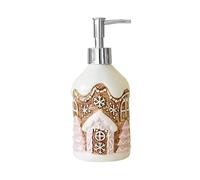 Distributeur de savon pour les mains de Noël, 350 ml, maison en pain d'épices de Noël, pompe à pompe en céramique, distributeur de savon pour fête de vacances, cuisine, salle de bain, comptoir, douche