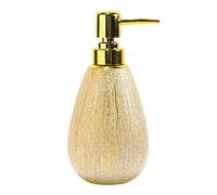 Distributeur de savon pour les mains, Distributeur de savon doré avec pompe, distributeur lotion rechargeable for comptoir vanité salle bain, shampoing en céramique-or-380 ml/13,4 oz
