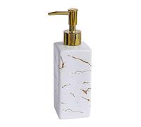 Distributeur de savon pour les mains, Distributeur de Savon Moussant en Céramique Marbre, Mousse Cubique avec Pompe Dorée, for Les Mains, for Cuisine Bar-Gris-Bouteille(White,Lotion Bottle)