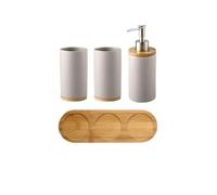 Distributeur de Savon pour Les Mains Plateau de Tasse Brosse à Dents en marbre céramique 3 pièces Rechargeable Pompe Distributeur de Savon de Cuisine(Gray)