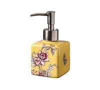 Distributeur de Savon pour Salle de Bain Bouteilles à Pompe en céramique Faites la Main for Salle de Bain et Cuisine, Forme carrée cubique Décoration de Cuisine esthétique(Yellow A)