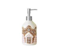 Distributeur de Savon pour Salle de Bain Pompe à Liquide de Noël en Forme Maison Pain d'épices, 350 ML, Accessoires Salle Bain céramique Décoration de Cuisine esthétique