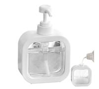 Distributeur de savon rechargeable - Récipient à pompe carré de 500 ml, bouteille de liquide polyvalente, support robuste et étanche, rangement pour le corps, le shampoing, le lavage des mains | Cuisi