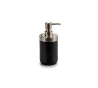 Distributeur de Savon Rond Inox et Plastique Noir