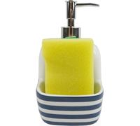 Distributeur de savon Versa bleu en céramique bandes 9,4 x 17,8 x 10,5 cm