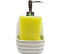 Distributeur de savon Versa Gris en céramique bandes 9,4 x 17,8 x 10,5 cm