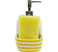 Distributeur de savon Versa jaune en céramique bandes 9,4 x 17,8 x 10,5 cm