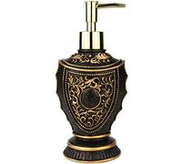 Distributeur de Savon Vintage avec décor Baroque - Résine - Distributeur de Lotion Peint en Noir et doré pour Salle de Bain, comptoirs de Cuisine, magasins de beauté, hôtels (300 ML, Noir et doré)