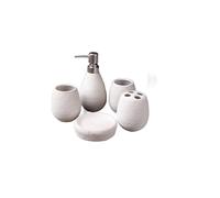 Distributeur de savon vintage en céramique fait main pour salle de bain, 5 pièces, distributeur de savon, porte-brosse à dents, porte-savon et gobelets pour bain de bouche, cuisine, salle de bain, bl