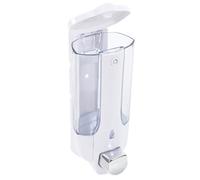 Distributeur de Savonnette Liquide Mural en Plastique ABS Blanc, Pompe | Usage D’une Main, Fenêtre Transparente et Joint D’étanchéité, Installation Simple Tubes, Vis et Bouton Antidérapant