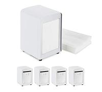 Relaxdays Distributeur de Serviettes, en Lot de 5, Table, rétro, Restaurant, Support Porte-Serviette HxLxP : 15x9,5x11 cm, Blanc