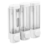 Distributeur de shampoing et après-shampooing à 3 Chambres de 300ML, Pompe à Savon Douche Murale sans perçage, Support Lavage du Corps pour Salle Bain, Blanc