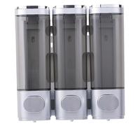 Distributeur de shampoing et après-shampooing à 3 Chambres de 300ML, sans perceuse, Pompe à Savon Douche Murale, Support Lavage du Corps pour Salle Bain, Argent