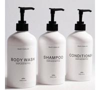Distributeur de shampooing - Bouteilles de shampooing et d'après-shampooing rechargeables (Ensemble de 3, 17oz) - Bouteilles de shampooing modernes pour savon de douche - Ensemble de distributeurs de 