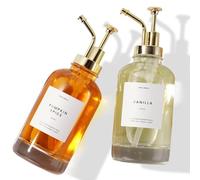 Distributeur de Sirop Molimoli pour Bars à Café, Flacon de Sirop en Verre avec Pompe, 16,9 oz 500 ML, Set de 2, Distributeur avec Pompe Améliorée Or