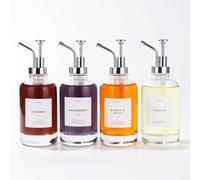 Distributeur de Sirop Molimoli pour Bars à Café, Flacon de Sirop en Verre avec Pompe, 16,9 oz 500 ML, Set de 4, Distributeur avec Pompe Améliorée Argent
