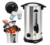 Distributeur de vin chaud Relaxdays, 7 L, 30-110 °C, robinet, thermostat, jauge, inox, argent