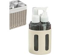 Distributeur De Voyage 4-en-1, Flacons De Voyage Rechargeables Et Étanches Pour Produits De Bain Et De Soins Personnels | Ensemble De 4 Contenants Portables De 60 Ml (Beige-jaune)